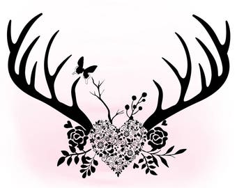 Download Floral Antlers svg clipart Antler hornes SVG Boho floral ...