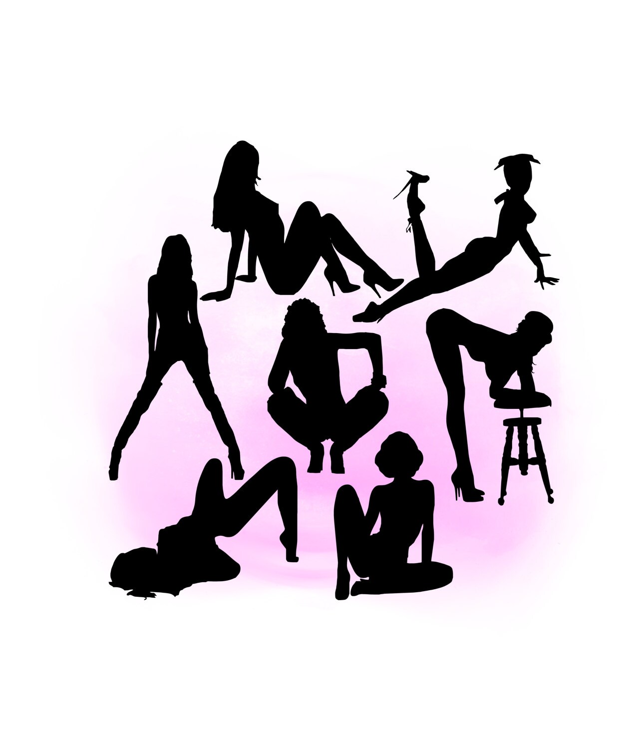 Seductive figures bundle clipart Pinup graphic Art Digital Etsy