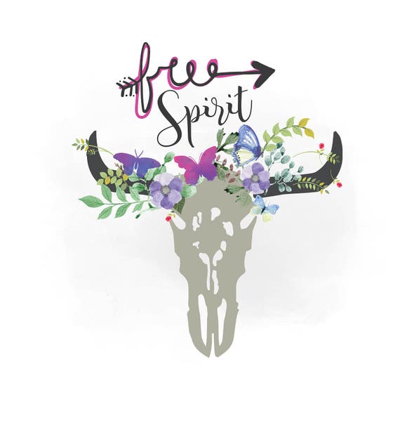 Download Free spirit svg clipart Boho floral cow Skull Clipart ...