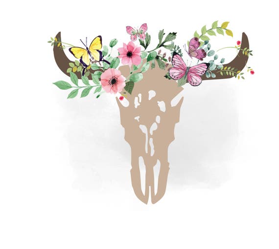 Download Cow skull butterfly svg clipart bull Skull Clipart flowers ...