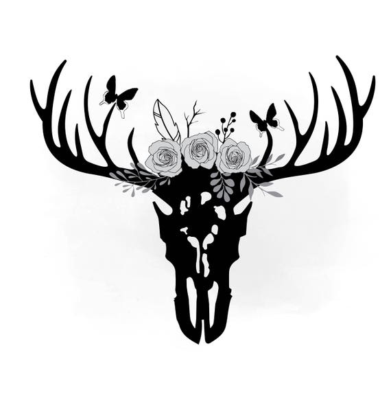 Download Floral Antlers Deer skull svg clipart Boho floral Antlers ...