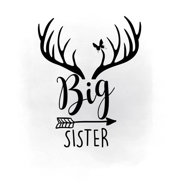 Download Big Sister svg clipart Big sister printable Boho Antlers ...