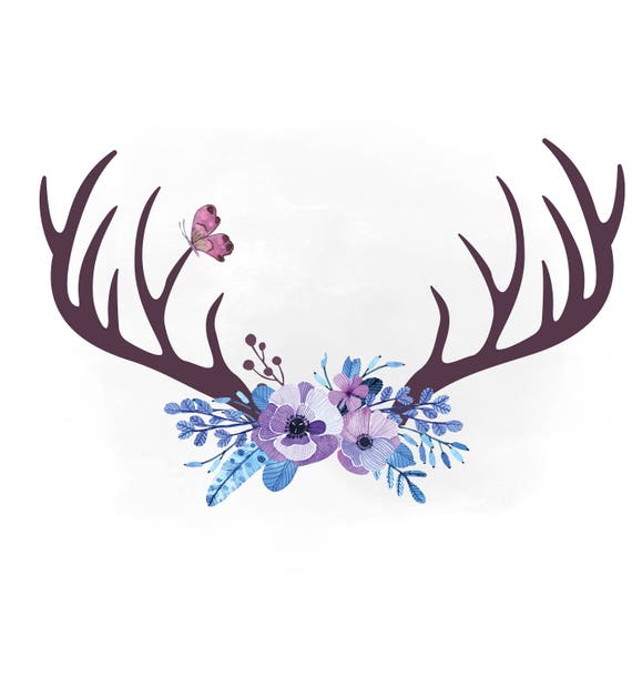 Download Floral Antlers svg clipart Antler hornes SVG Boho floral ...