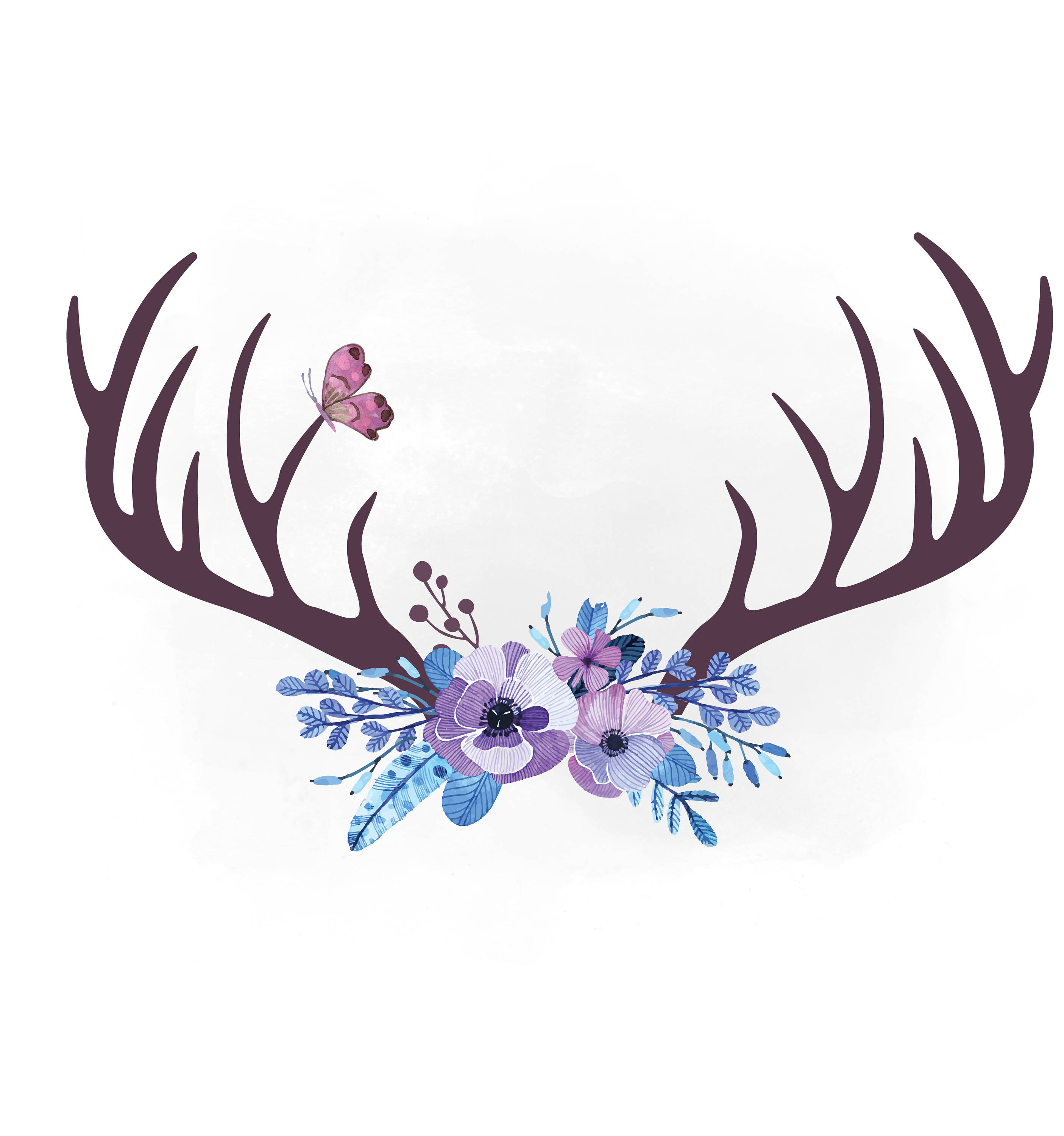 Download Floral Antlers svg clipart Antler hornes SVG Boho floral ...