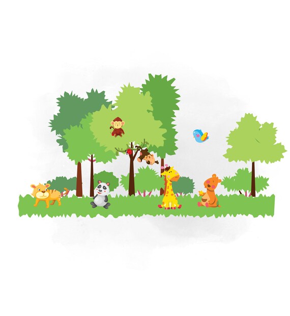 Safari animals SVG vector file Digital tree Cutting File | Etsy