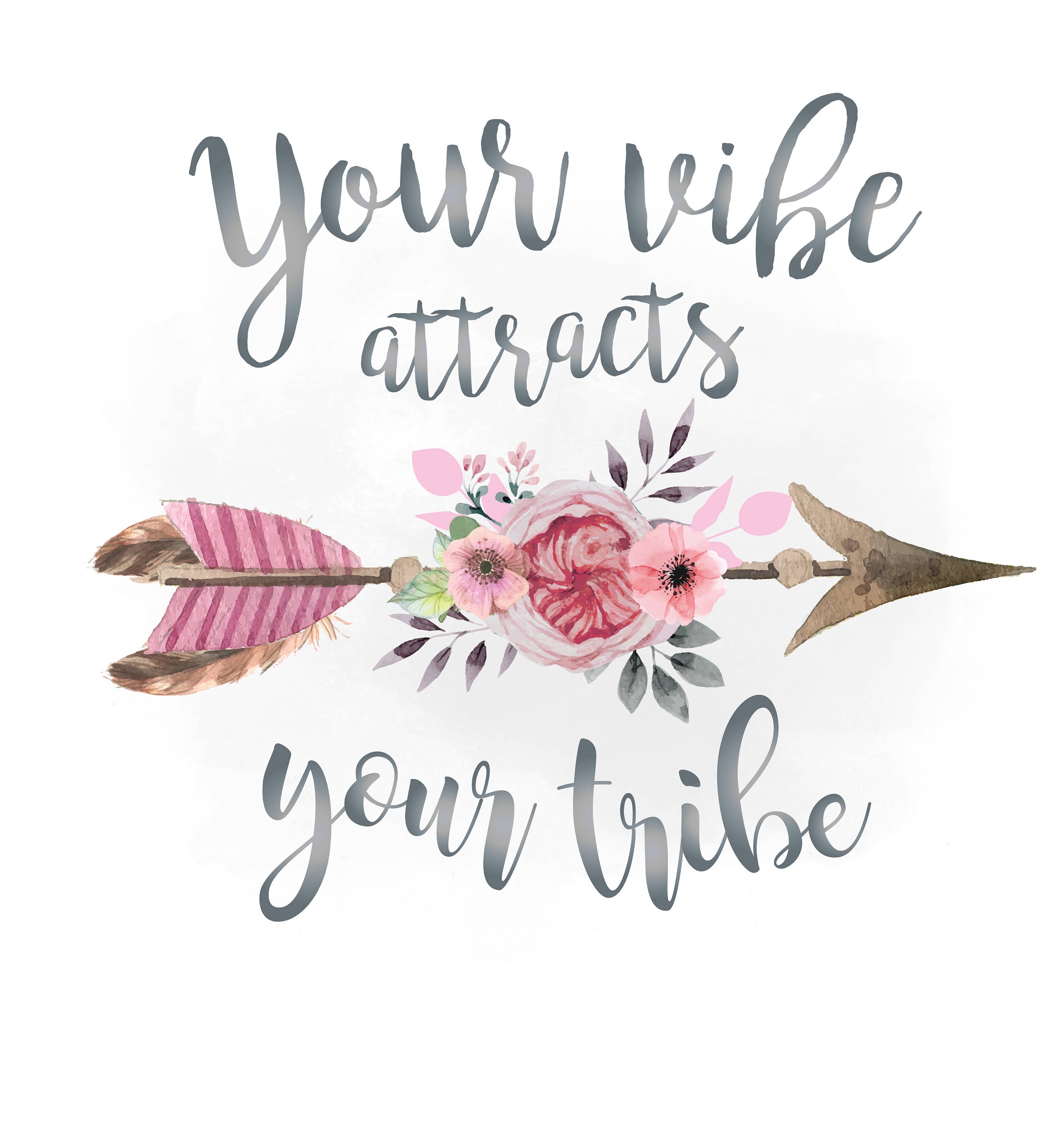 Download Your vibe attracts your tribe svg clipart pink floral arrow | Etsy