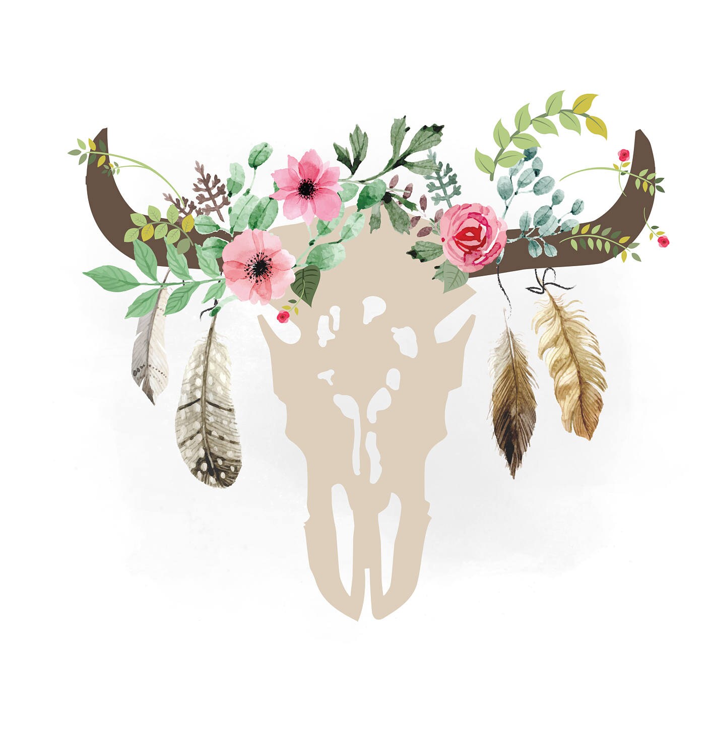 Download Gypsy cow skull svg clipart Boho floral cow Skull Clipart ...