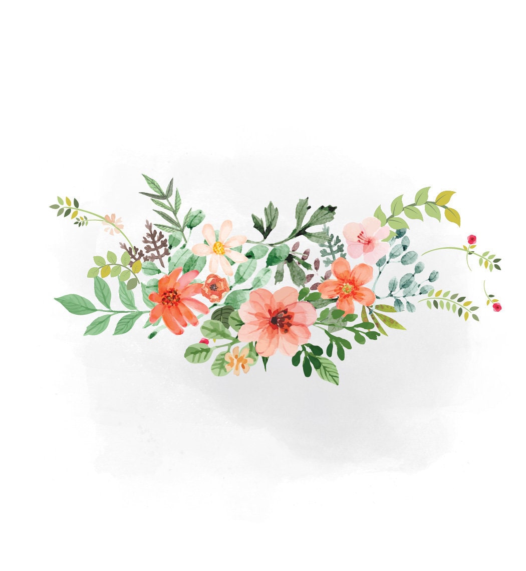 Download Spring Florals SVG clipart watercolor flowers svg peach | Etsy