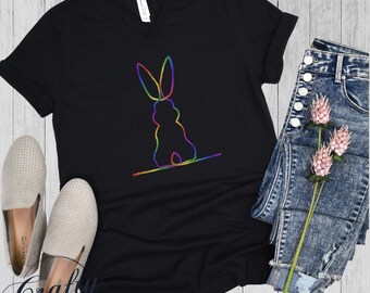 T-shirt unisexe premium unisexe Subtle Bunny v2 arc-en-ciel