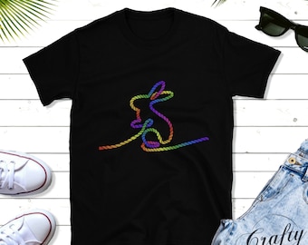 T-shirt classique col rond pour femmes Subtle Rope Bunny arc-en-ciel