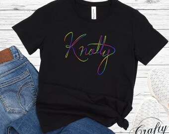 T-shirt femme corde nouée arc-en-ciel : coupe ras du cou ajustée