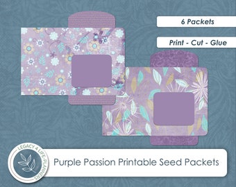 Printable Seed Packets | Purple Passion | Save Your Seeds | Mini Printable | Custom Seed Packets