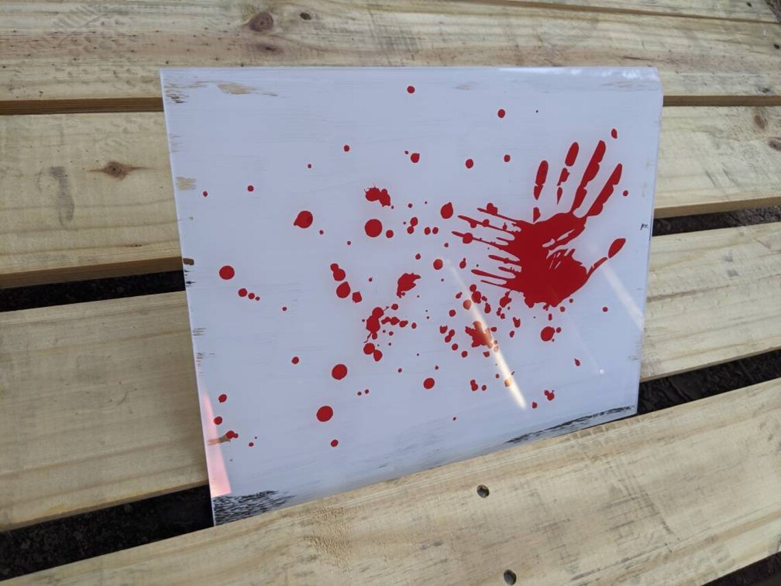 Blood Splatter with Handprint Dry Erase Board | Etsy