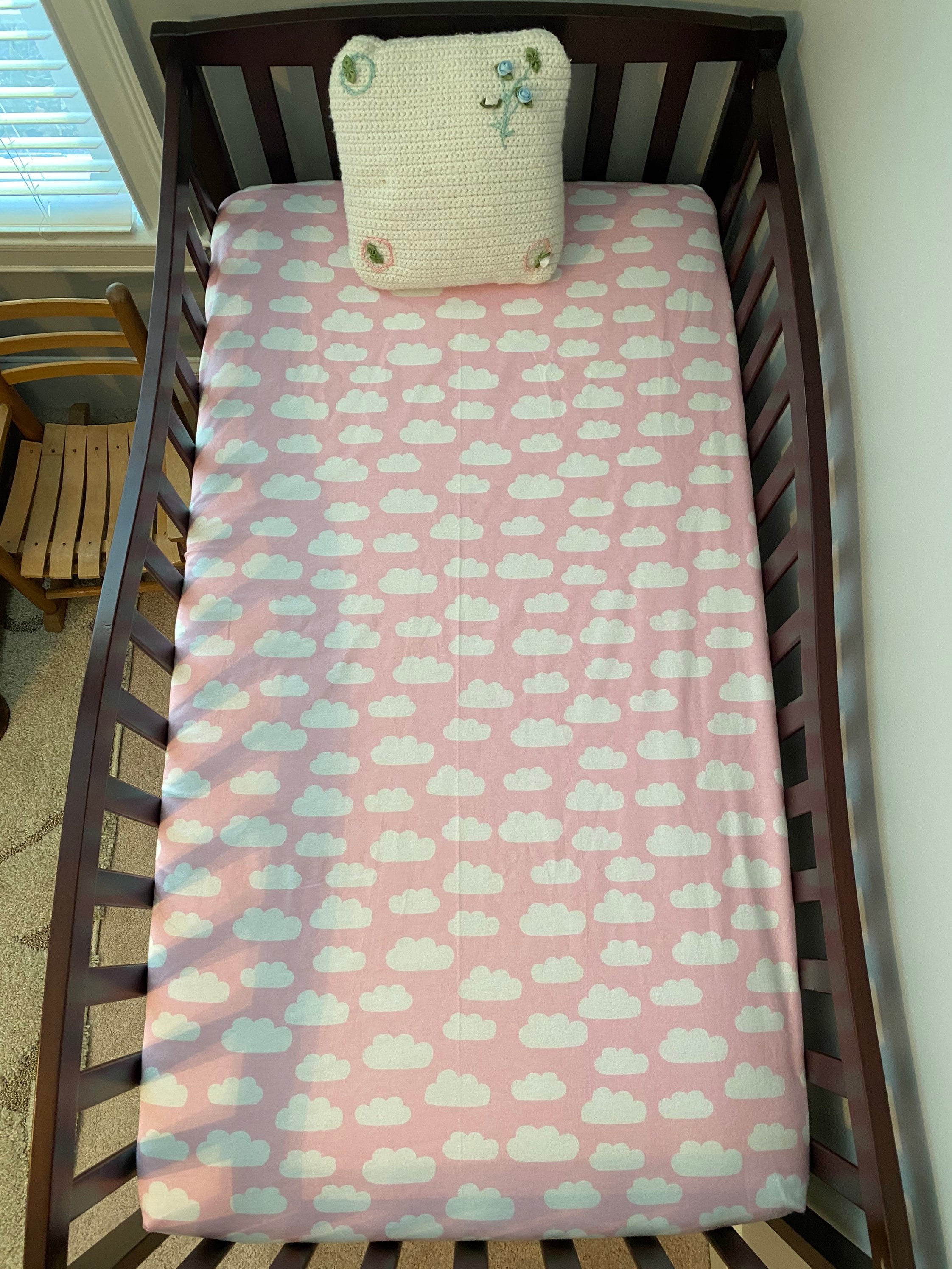 Pink And white clouds Fitted Crib Sheet baby girl bedding Etsy