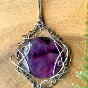 Zoned Amethyst | .925 Sterling Silver Pendant - Wire Wrapped Necklace - Wire Wrapped Crystal Necklace