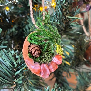 Carnelian and Pinecone Walnut Ornament