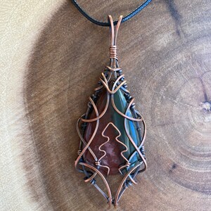 Imperial Jasper | Copper Pendant - Wire Wrapped Pendant - Crystal Necklace