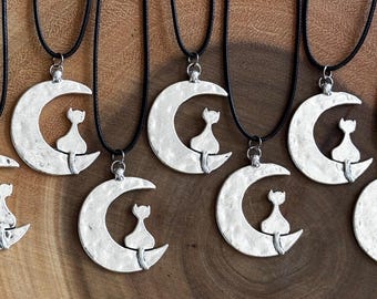 Cat On Moon Necklace