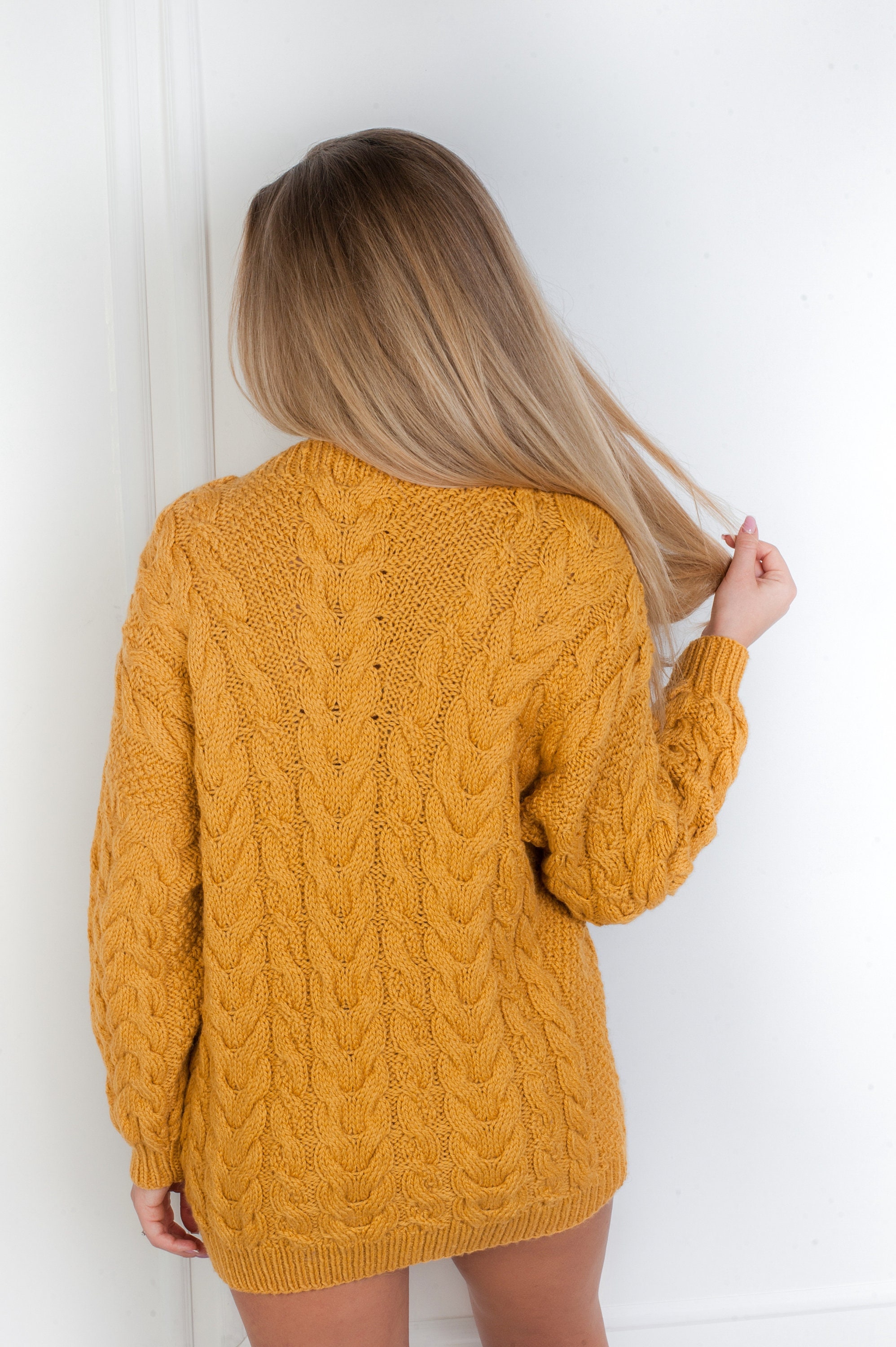 NEW Stylish Mustard color sweater Woman sweater Handmade Etsy