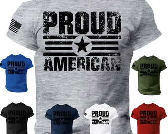 Proud American USA Flag Distressed Men T Shirt Patriotic Cotton Tee