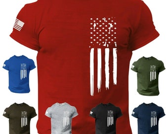 American Flag USA T-shirt Patriotic T Shirt Military Veteran Style tee Shirt