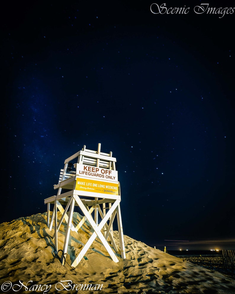 Night sky over Jones Beach Lifeguard Chair image 1