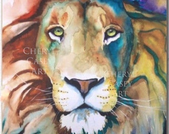 Lion Art Print from Watercolor Painting by Cheryl Casey