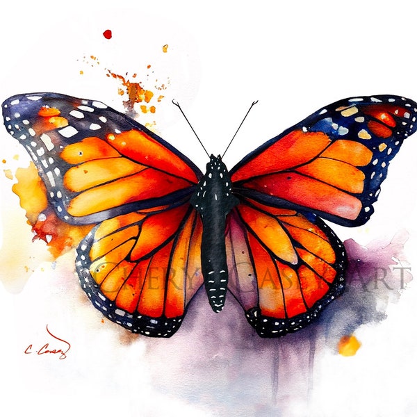 Monarch Butterfly Art Print from Watercolor Painting by Cheryl Casey