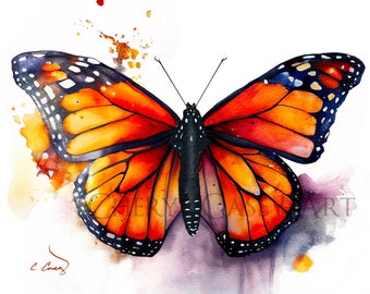 Monarch Butterfly Art Print from Watercolor Painting by Cheryl Casey