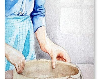 Pie Maker Aquarell Kunstdruck von Original Gemälde von Cheryl Casey