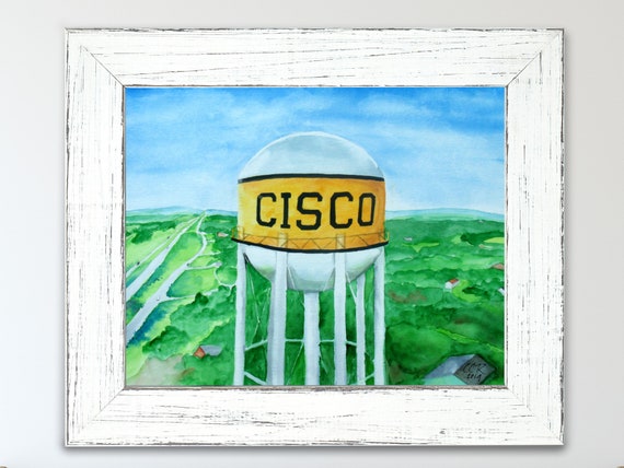 Cisco, Texas Water Tower, LIMITED EDITION Signed and Numbered Art Prints from Watercolor Painting by Cheryl Casey