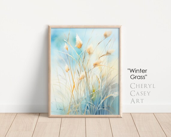 Coastal Prints East Coast Wall Art, Winter Grass Watercolor by Cheryl Casey, dune grass