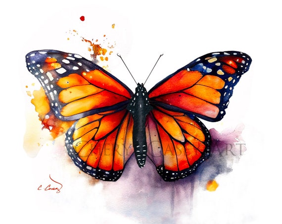 Monarch Butterfly Art Print from Watercolor Painting by Cheryl Casey