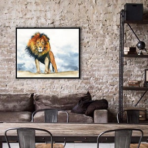 Lion Painting Art Print from Watercolor Painting by Cheryl Casey imagem 7