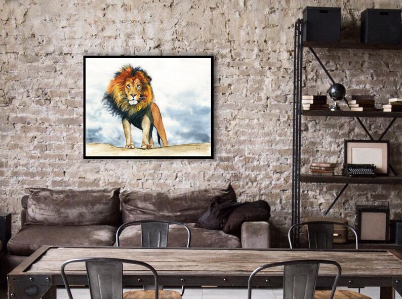 Lion Painting Art Print from Watercolor Painting by Cheryl Casey image 7