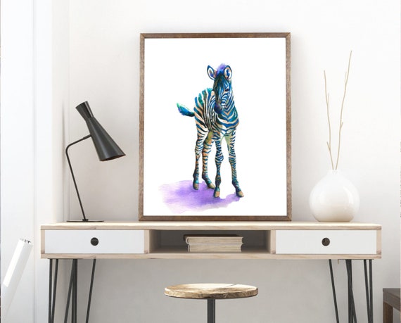 Zebra Painting Art Print, Baby Animal Watercolor Print, safari poster nursery gift, nursery decor