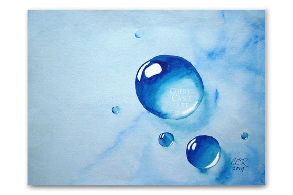シェリル・ケイシーの水彩画「雨滴抽象」からの水アートプリント