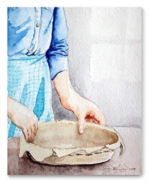 Pie Maker Watercolor Art Print from Original Painting by Cheryl Casey, Wall Decor PIE MAKER