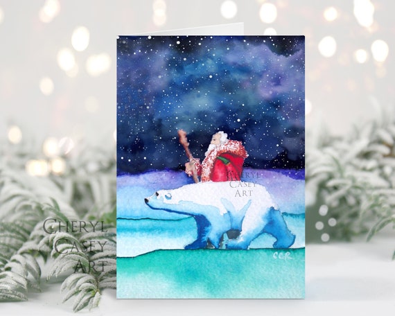 Santa and Polar Bear Greeting Cards Pack