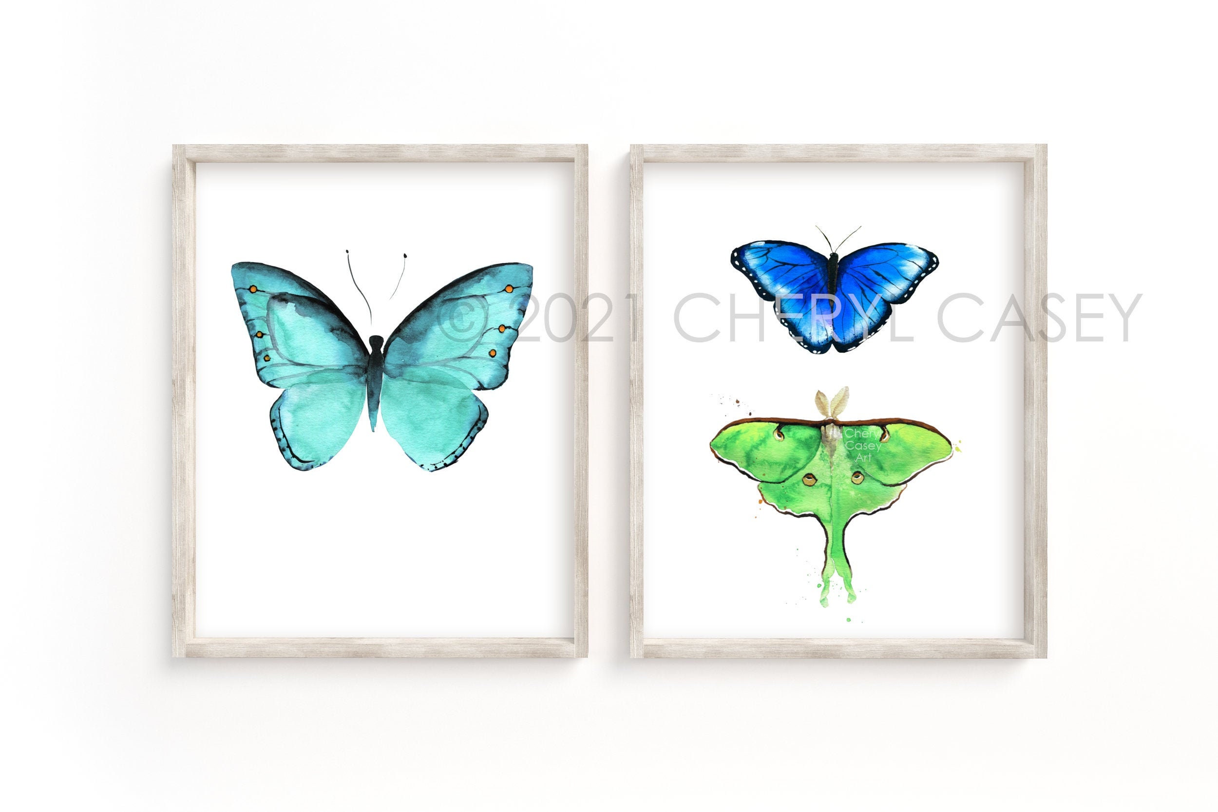 Butterfly Wall Decor Art Print Set of 2 Butterflies Etsy