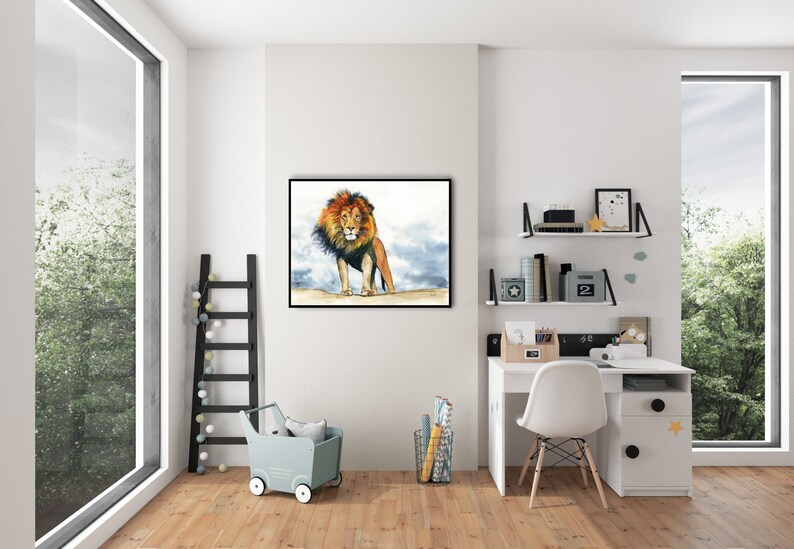 Lion Painting Art Print from Watercolor Painting by Cheryl Casey image 6