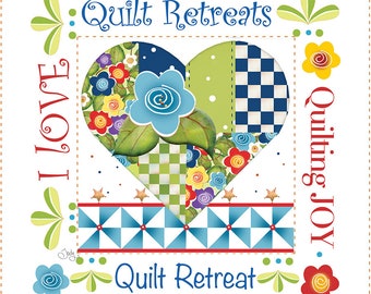 Fabric Panel - I Love Quilt Retreats - 6" square