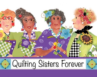 Magnet - Quilting Sisters Forever - 4 Quilters