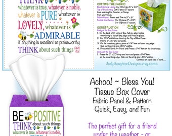 Be Positive - Tissue Box Fabric Panel and Pattern