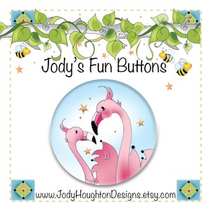 B.2. Fun Flamingo Button with Pin back