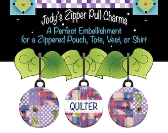 Quilter's Purple Patchwork Zipper Charm 3-Set
