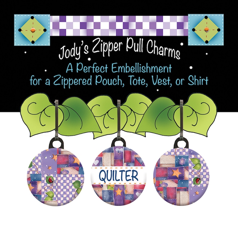 Quilter's Purple Patchwork Zipper Charm 3-Set Quilter Set (3)