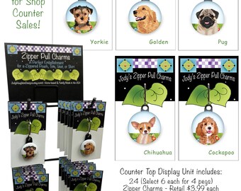 Dog Collection Display Unit for Zipper Charms