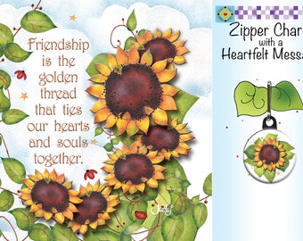 Bee.2. Sunflower Friendship with matching Sunflower Zipper Charm