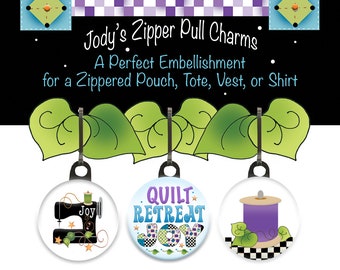 Quilt Retreat JOY zipper charm set